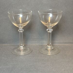Vintage Coupe Champagne/Cordial Glasses 1940s Art Deco MCM Pressed Glass